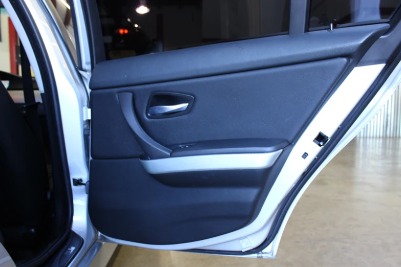 a vehicle that has the door and side panel partially open