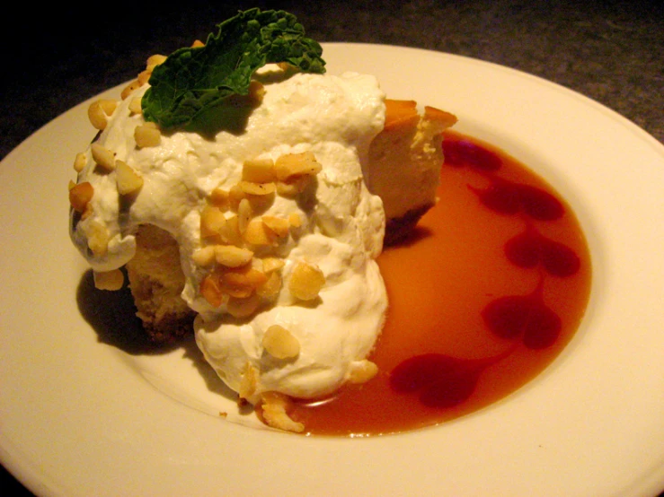 dessert and beverage on a white plate on a table