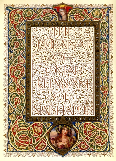 the cover to the book with an elaborate design in gold