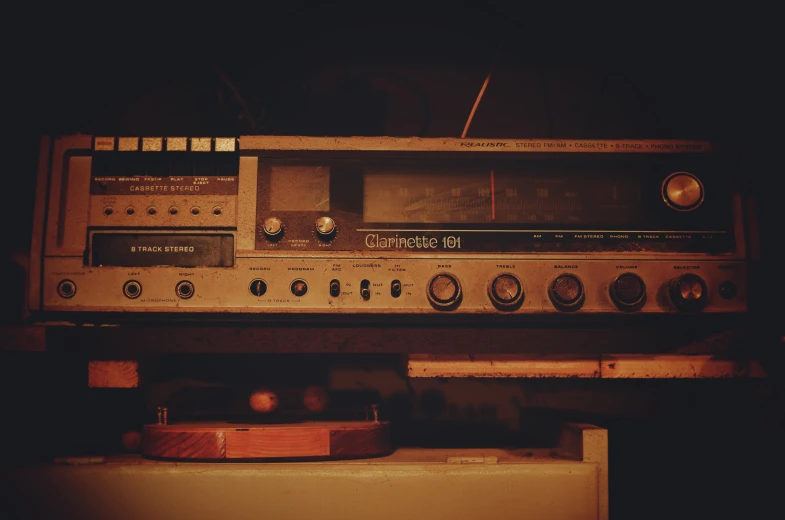 a radio sitting on top of a table