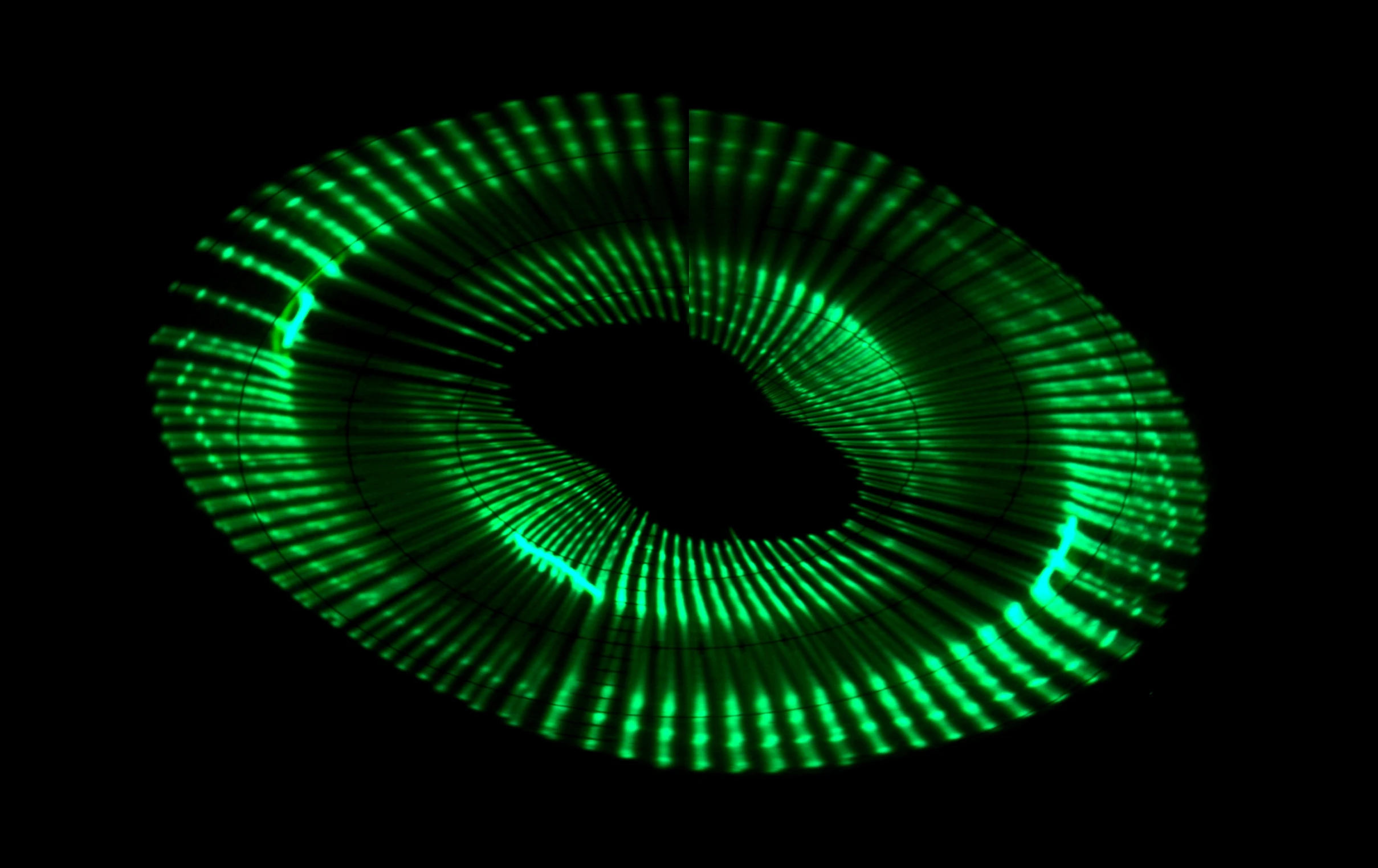 an abstract po with green lines in a circle