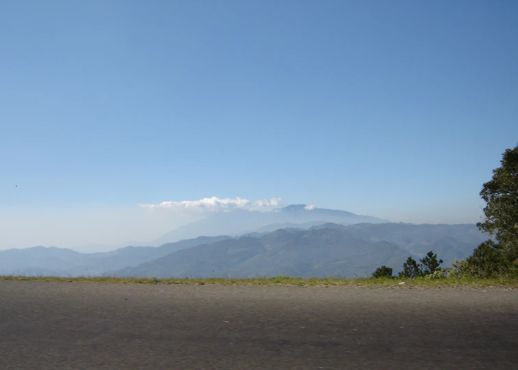 there is a view of the mountain from across the street