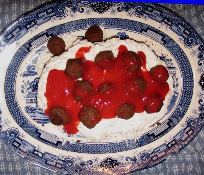 a plate filled with dessert on top of a table