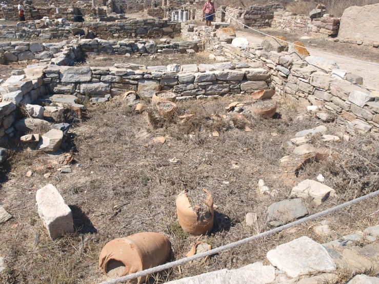 an ancient area with a pile of pottery