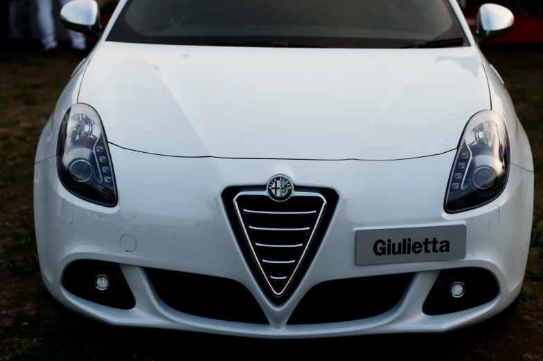 close up of a front of a alfa car