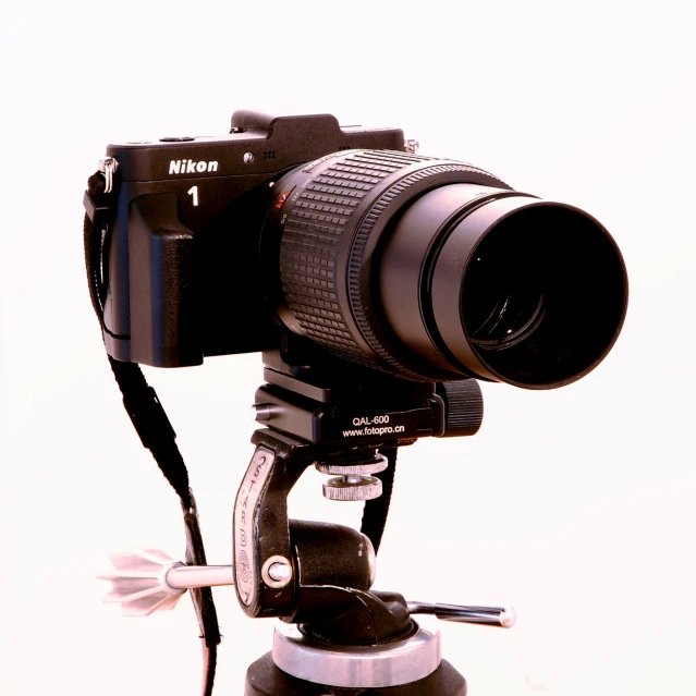 a camera with a large lens attached to it