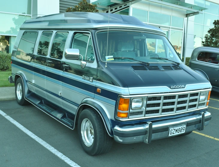 a van is parked in a parking lot