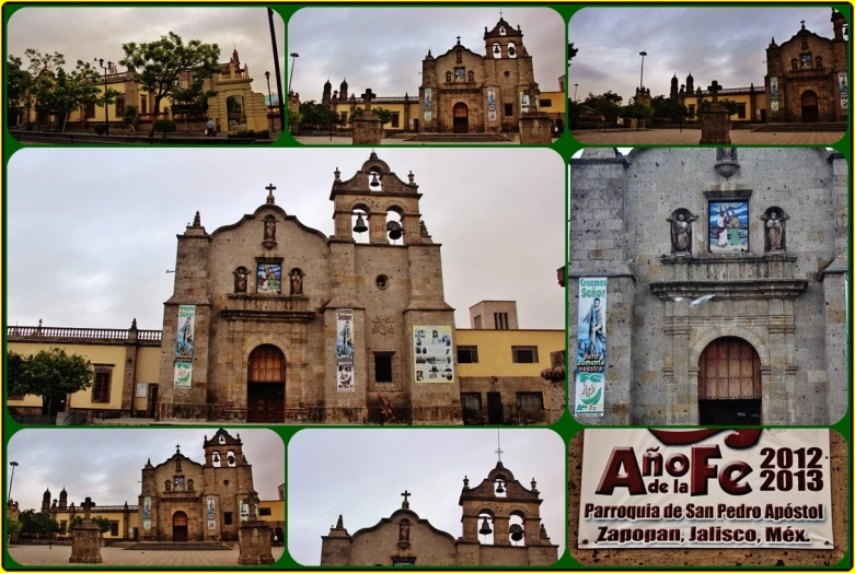 a collage of different churches and spires in a city