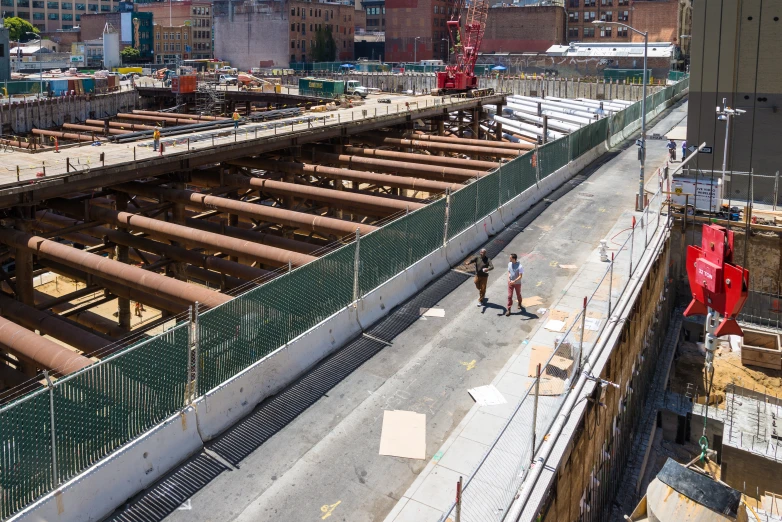 a view of the top of a train track under construction