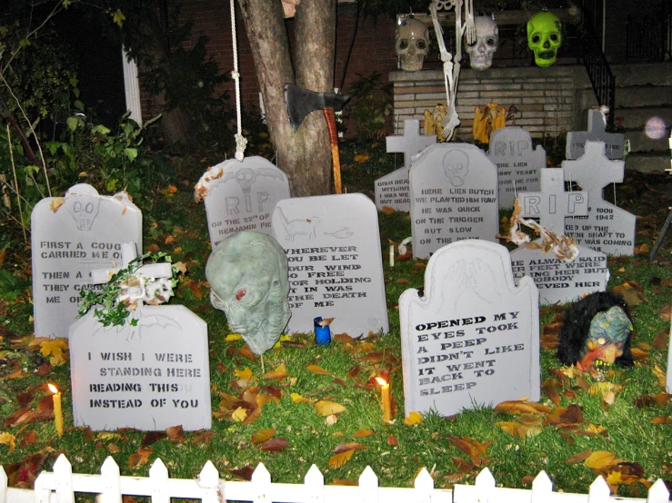 a cemetery in the middle of halloween time