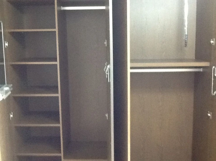 the closet door opened for storage is missing two sections