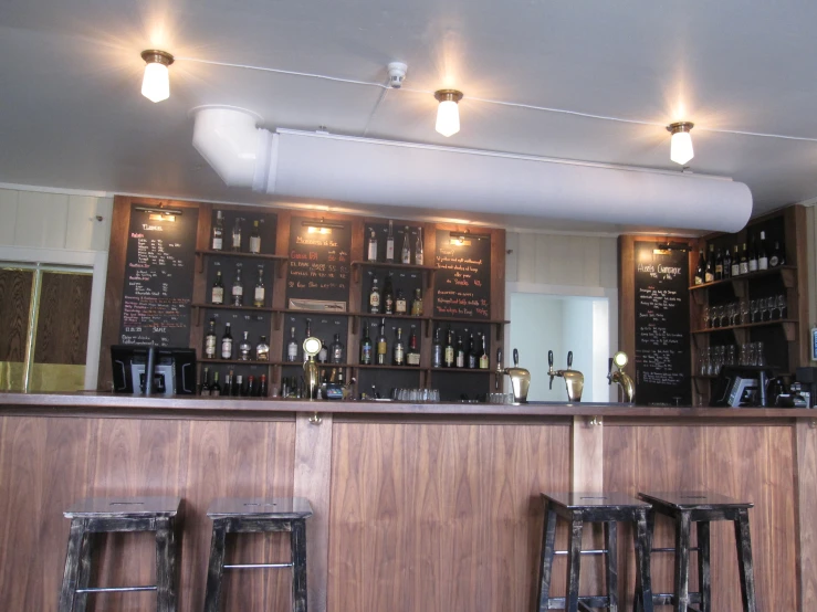 there are stools next to the bar in this restaurant