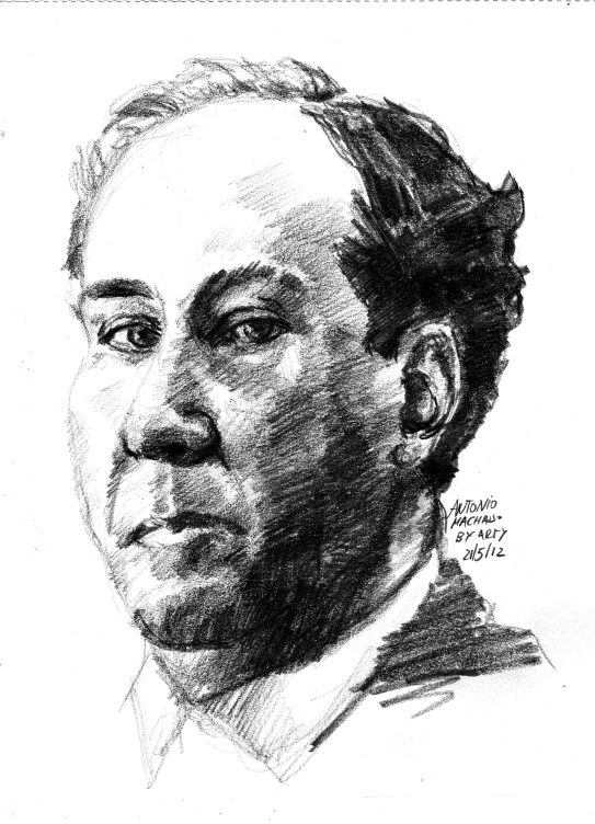 a drawing of a man in a suit and tie