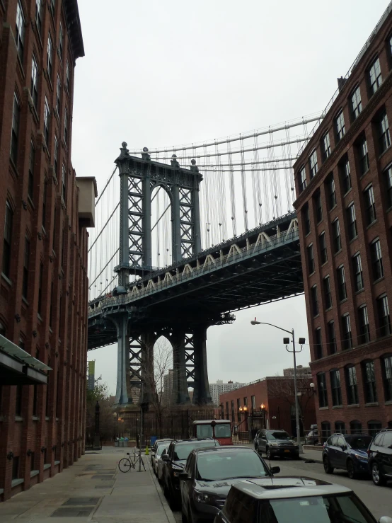 cars parked under the bridge in new york city