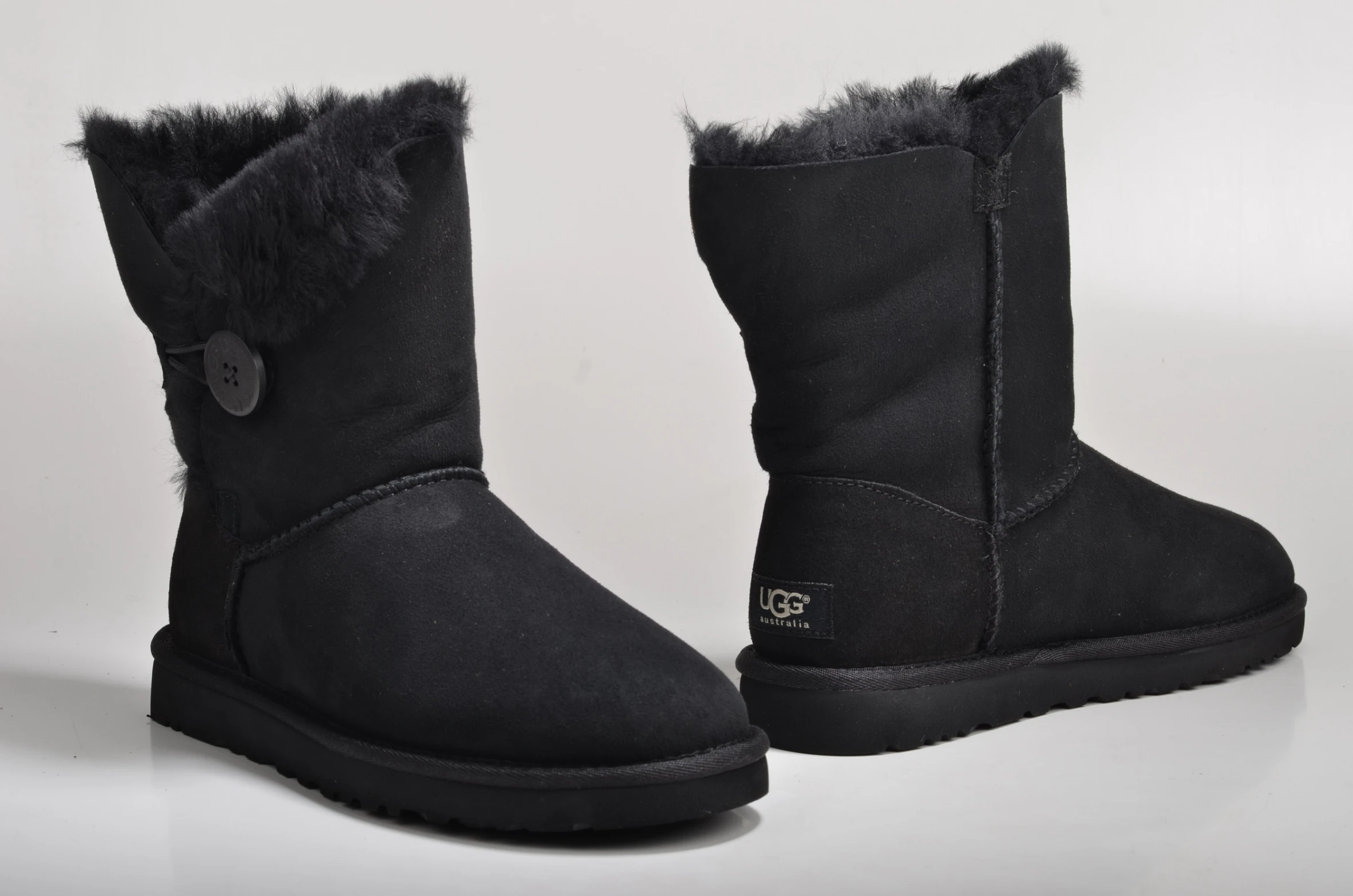 the boots are made with sheepskin and have a furry cuff