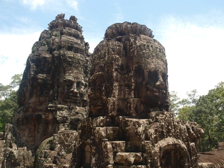 some very pretty stone structures with faces