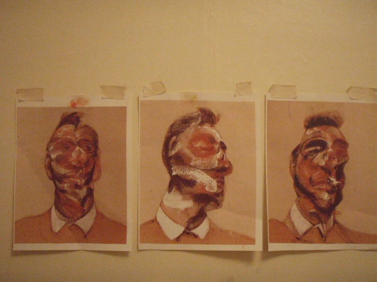 three split up pictures of a man with facial expressions