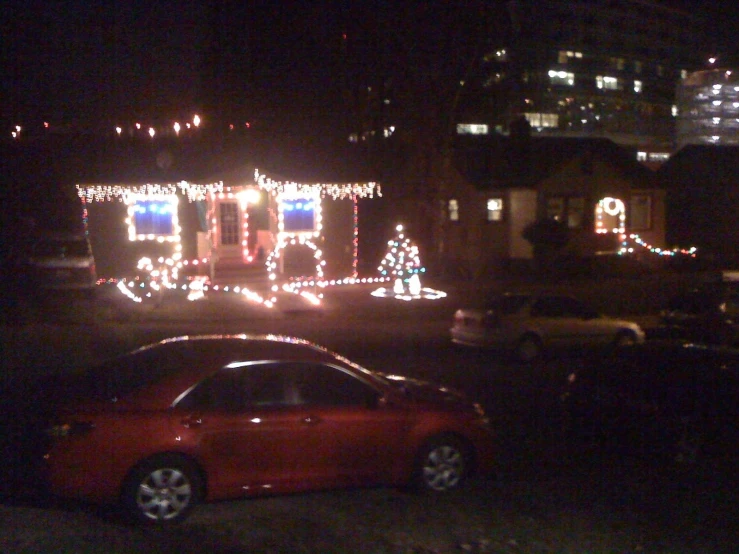 this house has a lot of lights on it