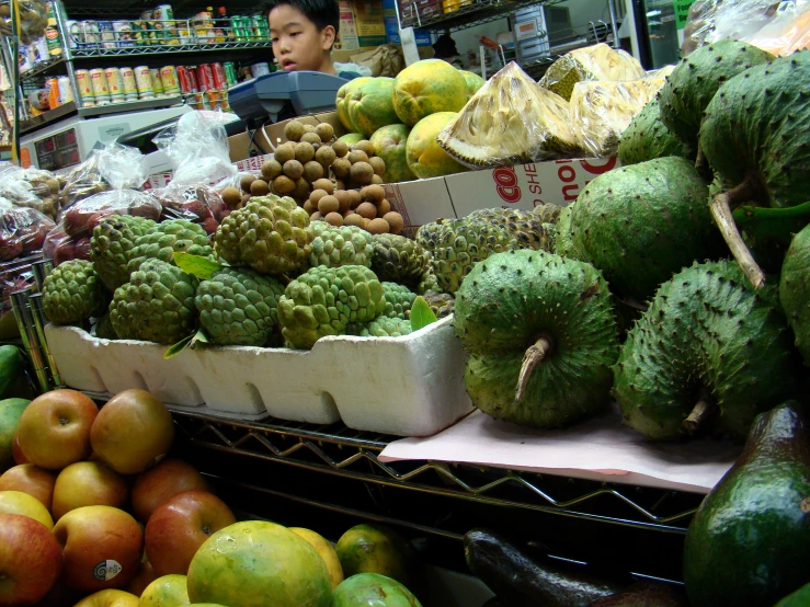 the display of fresh fruits in the store