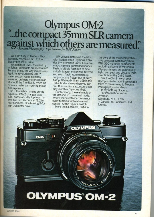 the advertit for an old camera is displayed