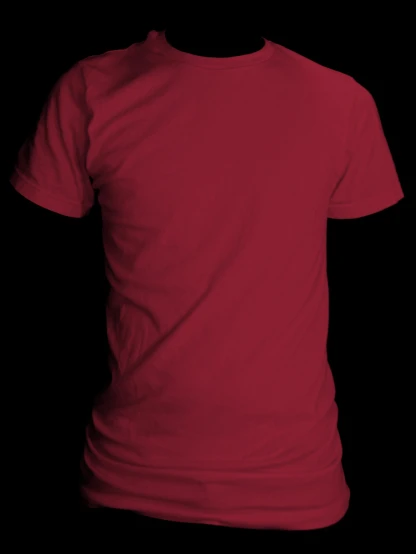 the back of a red t - shirt in a black background
