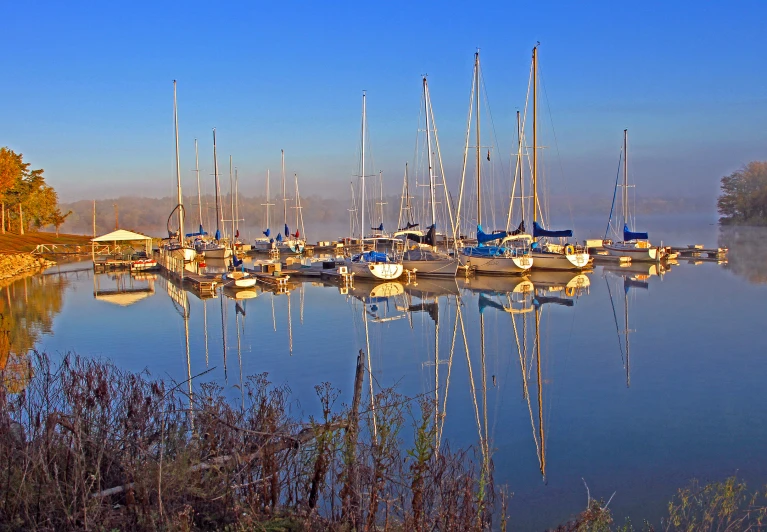 a large lake filled with lots of boats