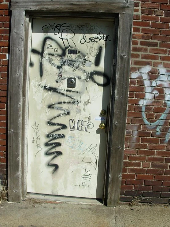 graffiti spray painted on the door to a door