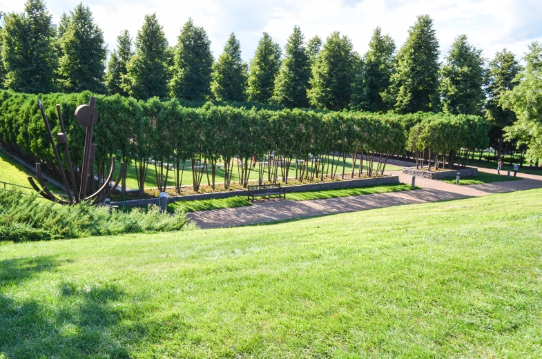 a large garden is displayed in the middle of the park