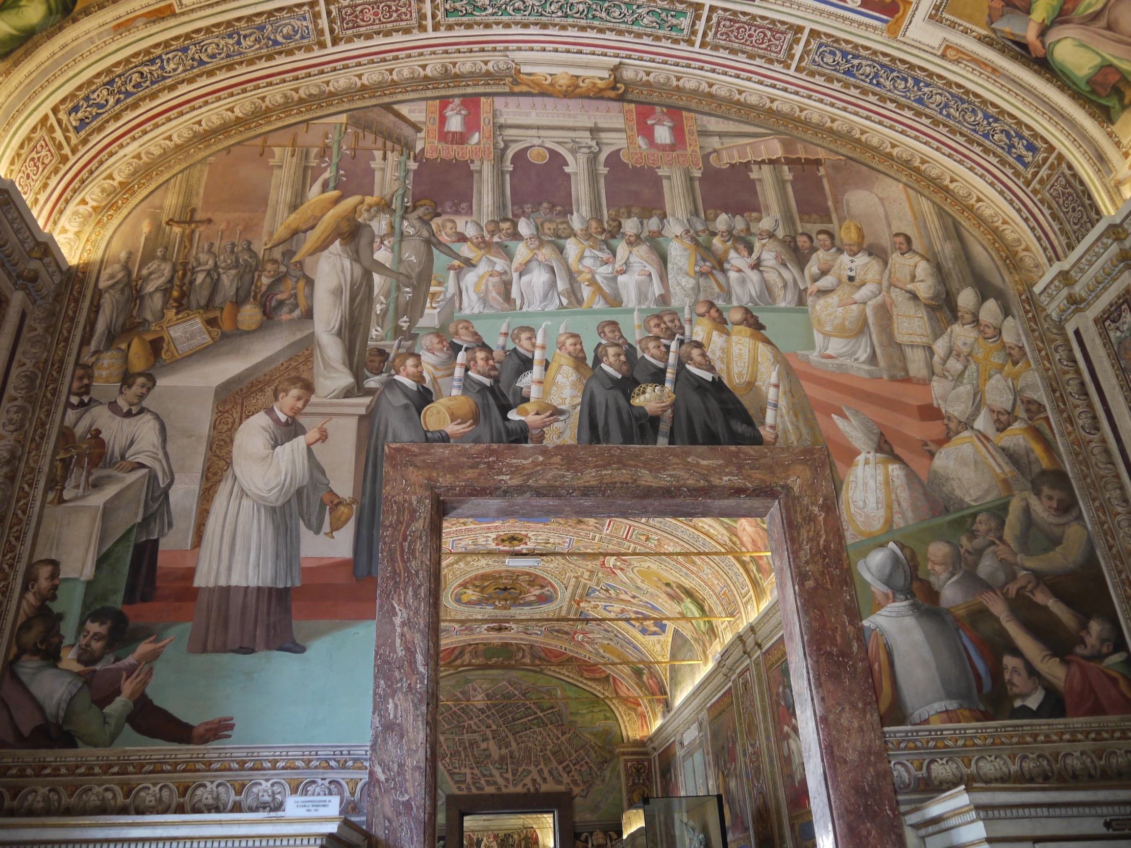 a church building with painted murals on the wall