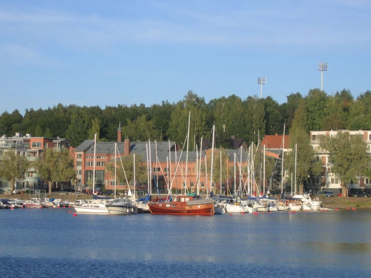 a body of water with boats floating in it