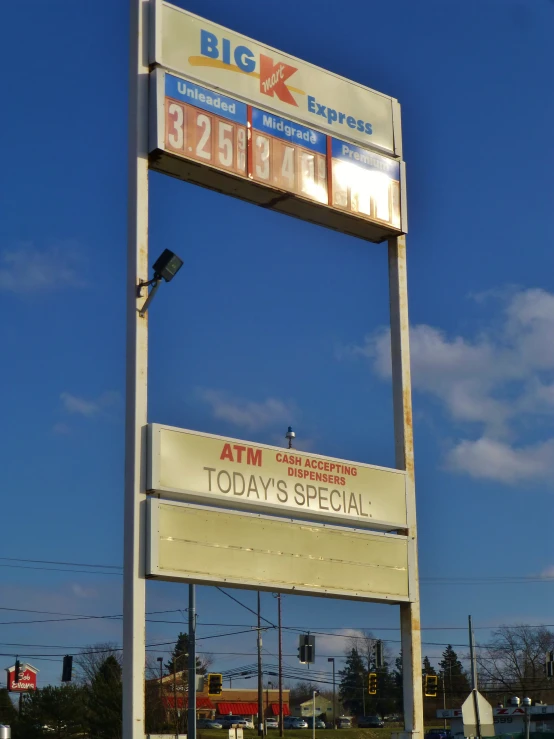 a large sign with a big white background