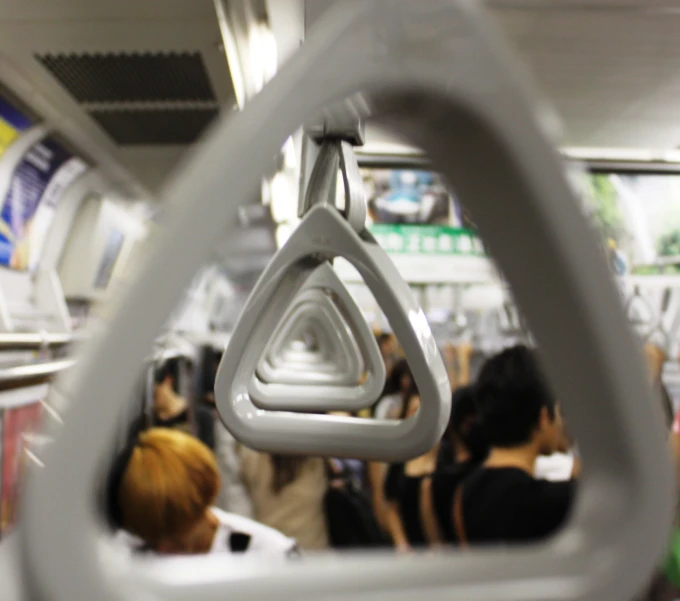 looking through the gap of a public transit vehicle