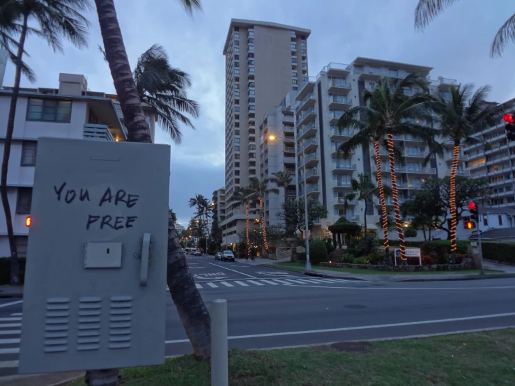 an electrical box near a street that says, you are free