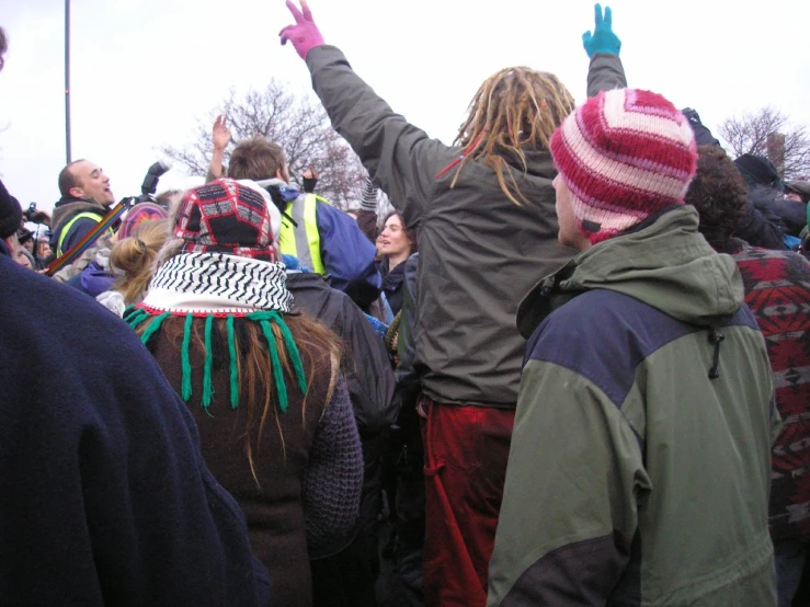 the crowd is enjoying the colorful winter weather