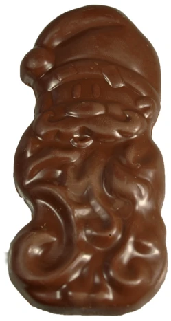 a chocolate covered candy mold that looks like santa clause