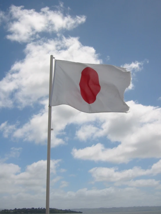 a canadian and japan flag blowing in the wind