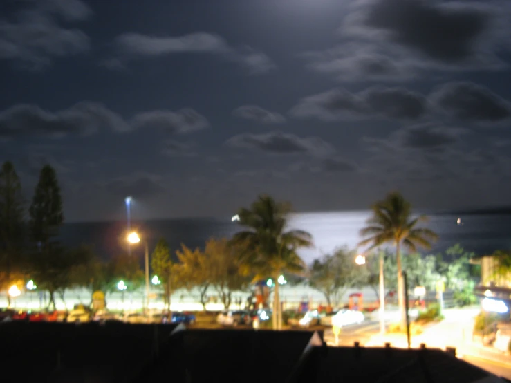 the view of a city night from across the street