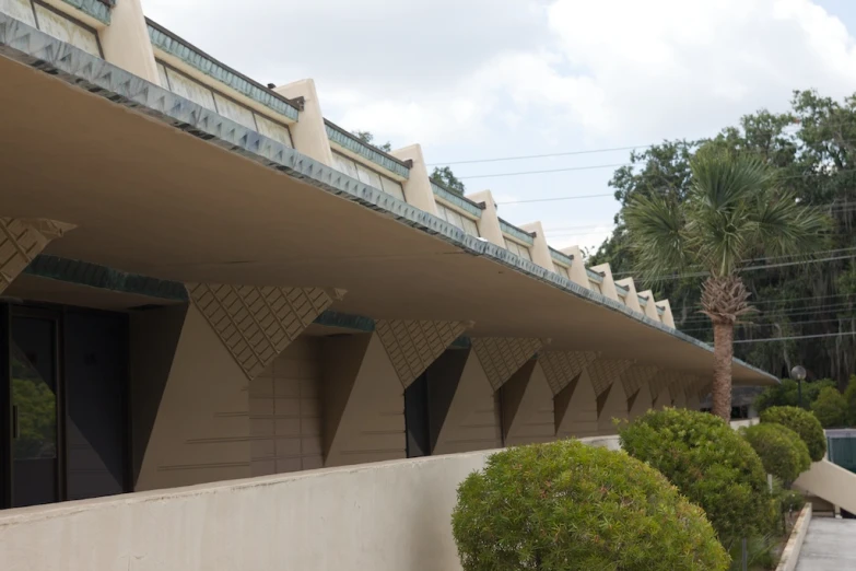 a building with many windows has geometric shapes