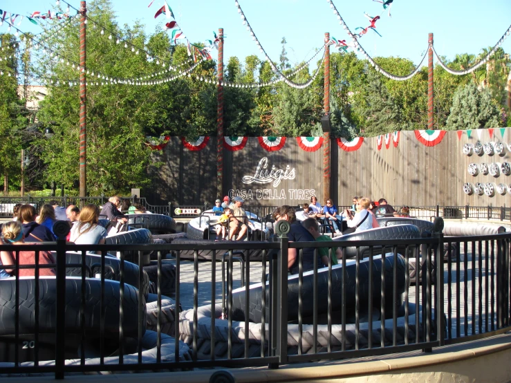 group of people on an amut park ride