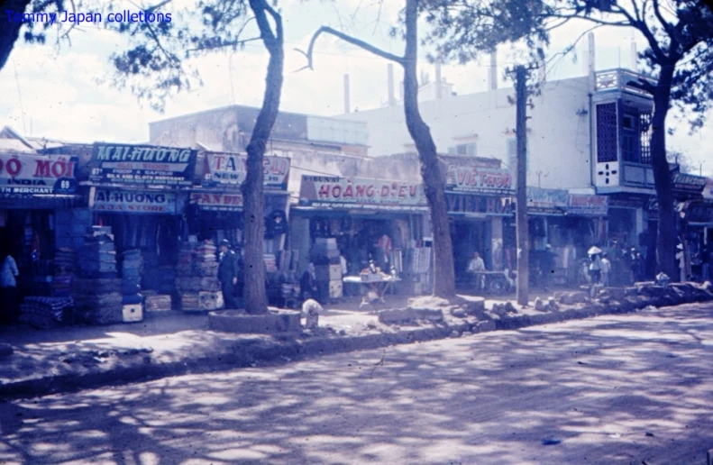 this old town has many shops all across the road