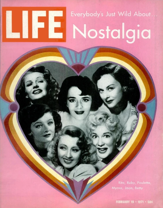 magazine cover with many different images of women in a heart