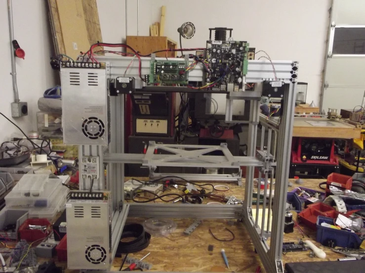 several machinery sit on top of a pallet in the workshop