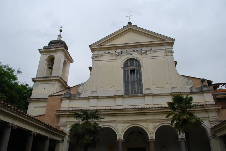 a large church building with a big spire on top