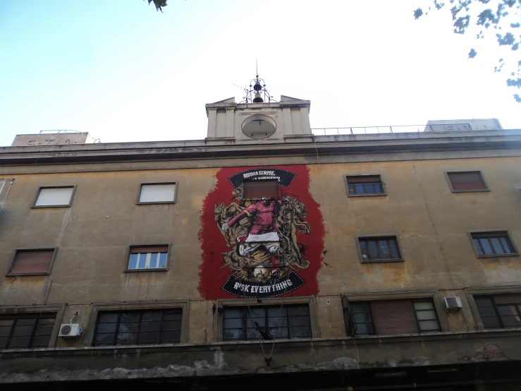 a very large building with a big sign on it