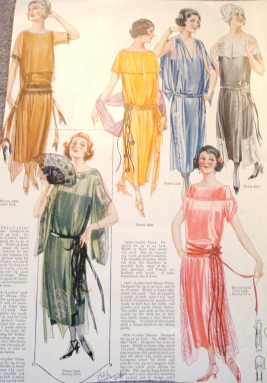 a vintage illustration of ladies's dresses from the 1930s