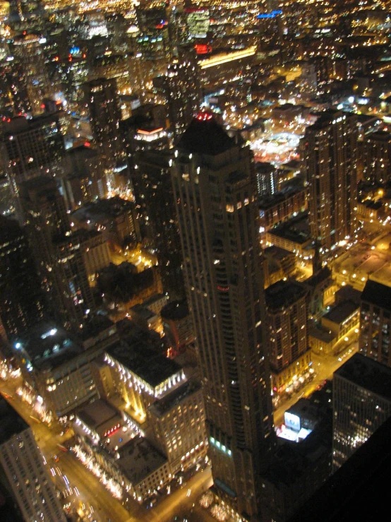 night time picture of large city buildings in the city