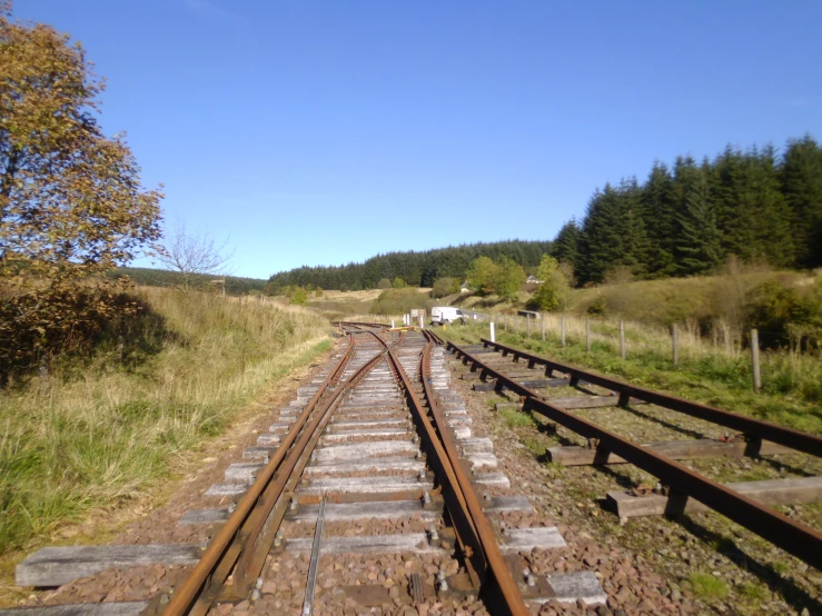 the empty train tracks are very long