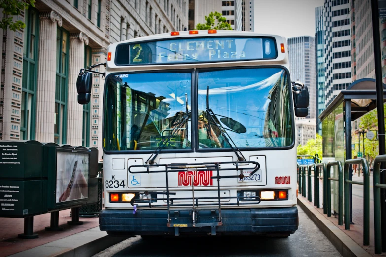 a bus parked on the side of a street