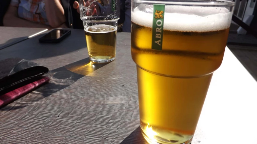 two beers next to each other on a table