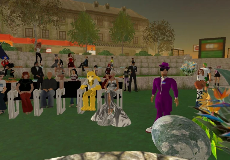 an animation image with many people gathered together